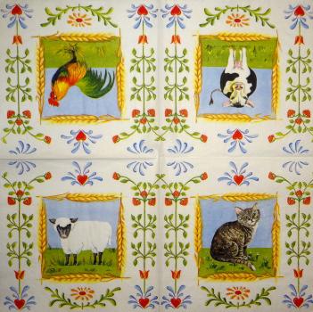 HAHU-011 Rooster,  Hen - 3-ply (white) - Ihr
